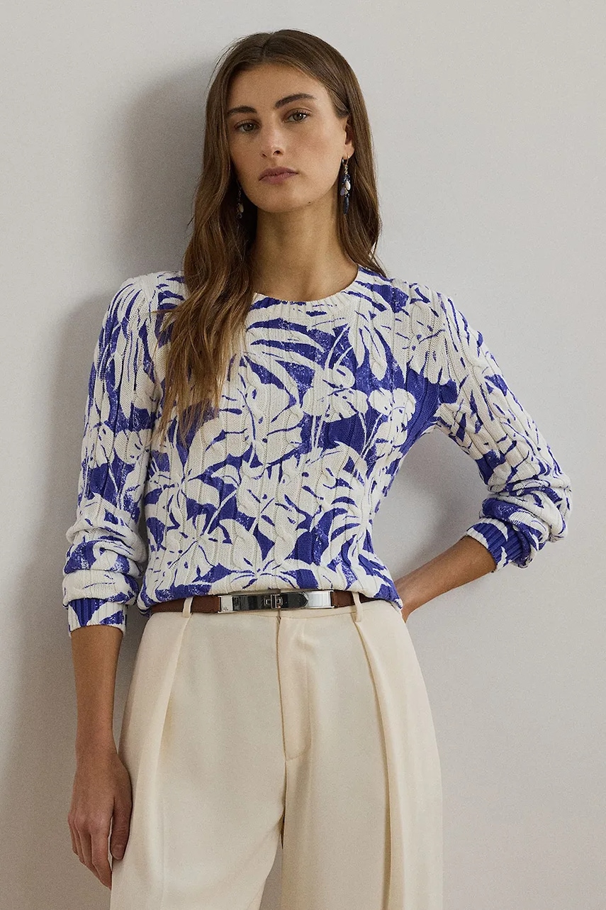 Bavlněný svetr Lauren Ralph Lauren dámský, bílá barva, 200971174