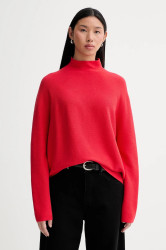 Bavlněný svetr Marc O'Polo dámský, červená barva, s pologolfem, 600600660271
