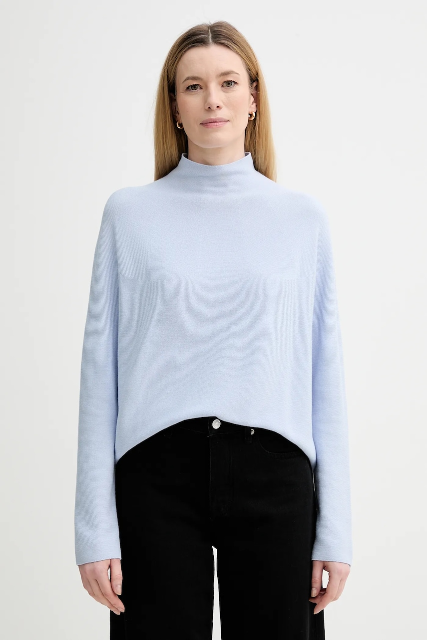 Bavlněný svetr Marc O'Polo dámský, modrá barva, s pologolfem, 600600660271