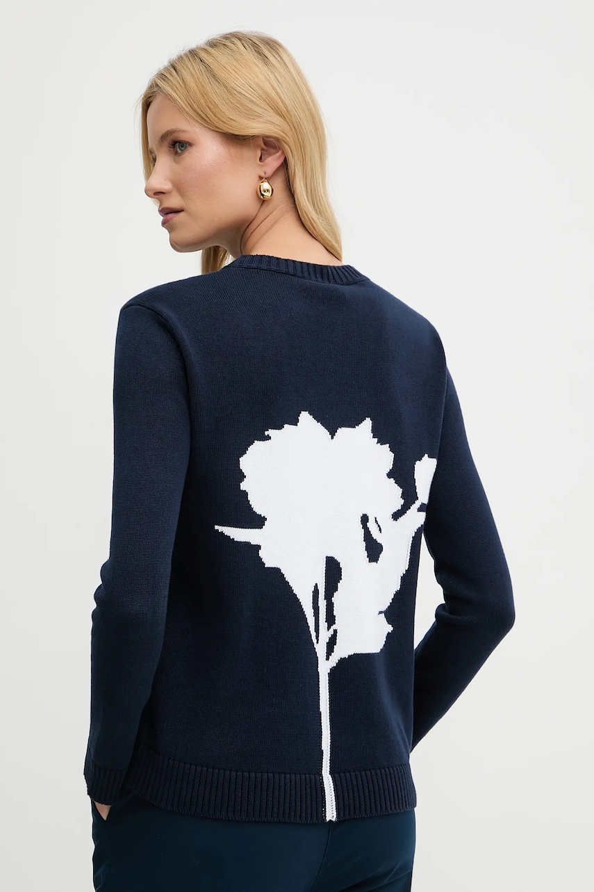 Bavlněný svetr MM GAIA dámský, tmavomodrá barva, 2526366027600