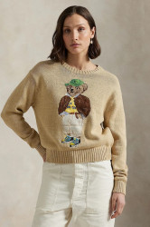 Bavlněný svetr Polo Ralph Lauren dámský, béžová barva, 211972121