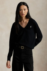 Bavlněný svetr Polo Ralph Lauren dámský, černá barva, 211972105