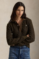 Bavlněný svetr Polo Ralph Lauren dámský, hnědá barva, 211959100