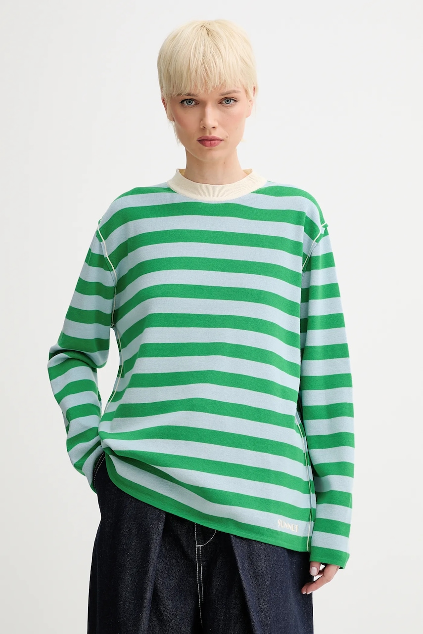 Bavlněný svetr Sunnei dámský, zelená barva, RTWXKNW015