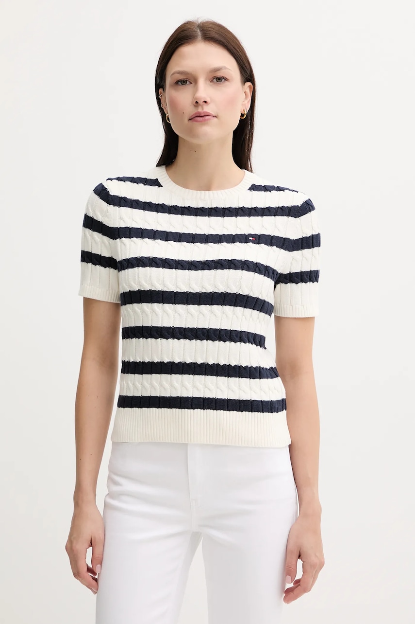 Bavlněný svetr Tommy Hilfiger dámský, béžová barva, WW0WW45656