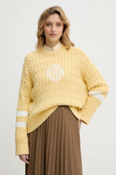 Bavlněný svetr Tommy Hilfiger dámský, žlutá barva, WW0WW47633