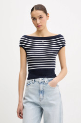 Bavlněný svetr Tommy Jeans dámský, tmavomodrá barva, DW0DW20252