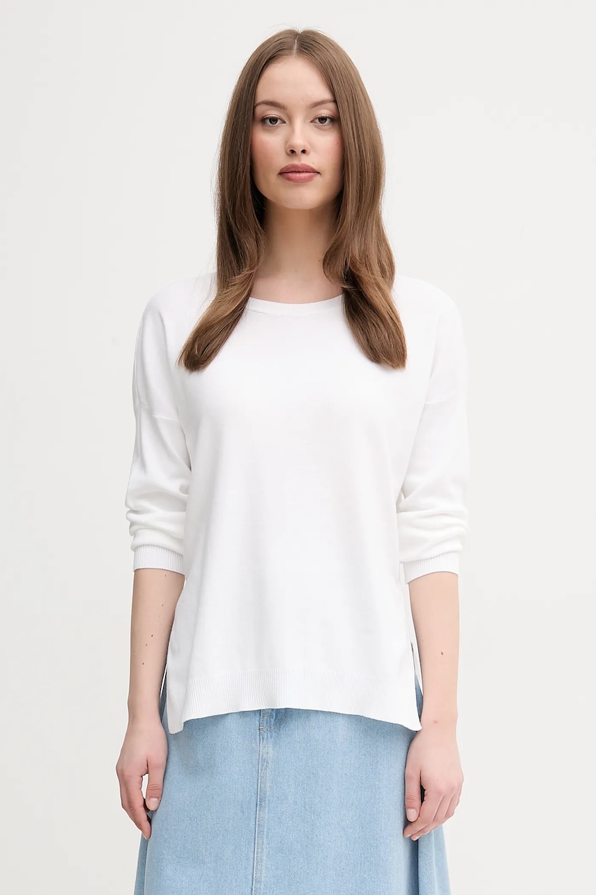 Bavlněný svetr United Colors of Benetton dámský, bílá barva, 1091D10D7