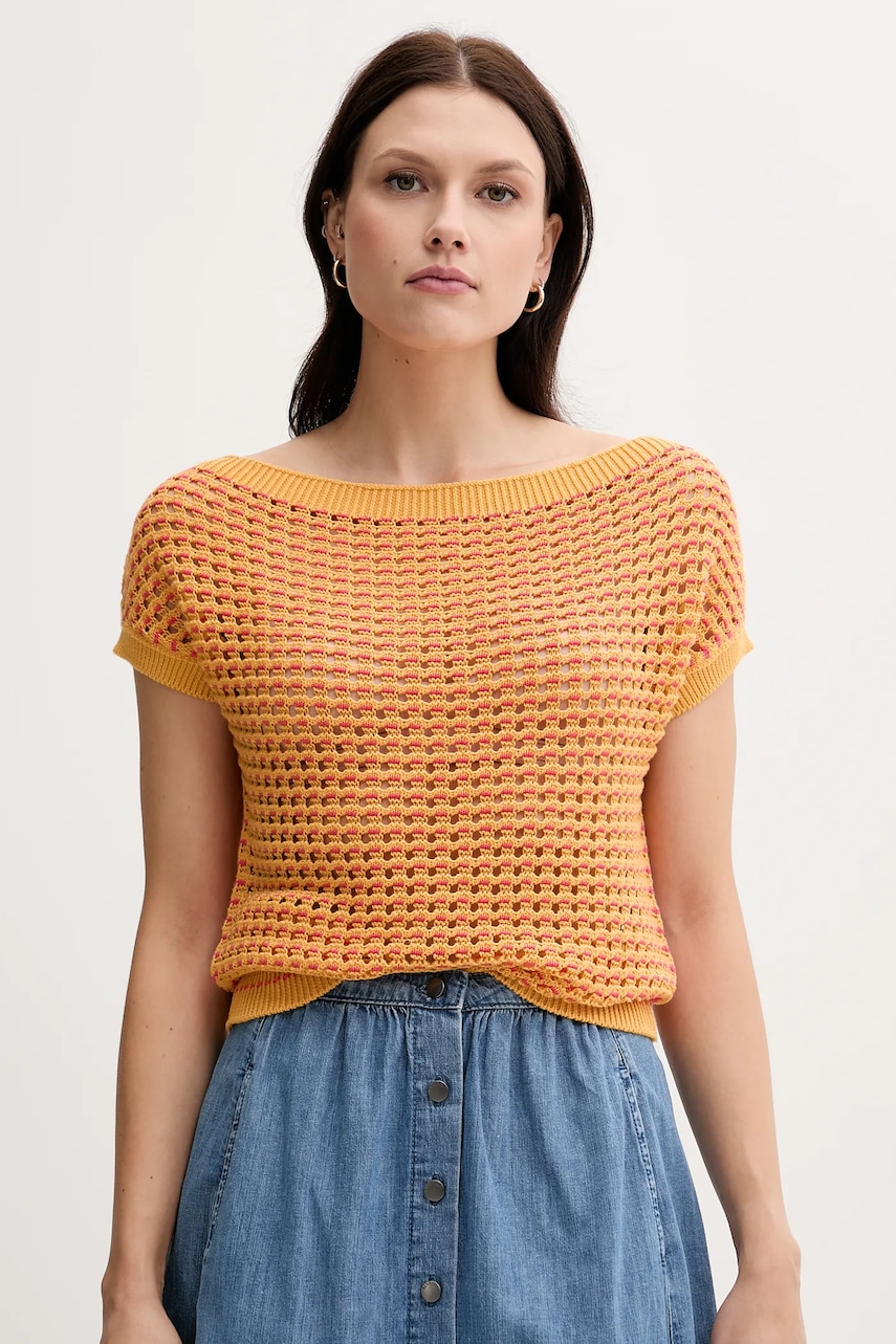 Bavlněný svetr United Colors of Benetton dámský, oranžová barva, 1394E10DW