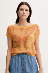 Bavlněný svetr United Colors of Benetton dámský, oranžová barva, 1394E10DW