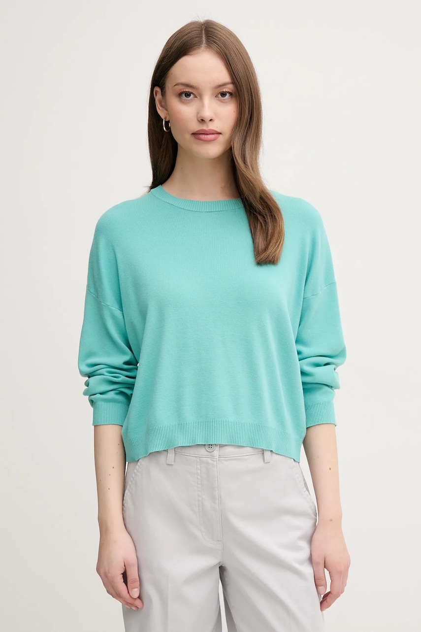Bavlněný svetr United Colors of Benetton dámský, tyrkysová barva, 1091D10D6