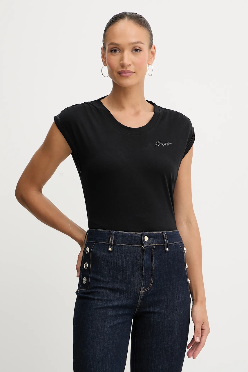 Bavlněný top BOSS Orange C_Elai černá barva, 50545521