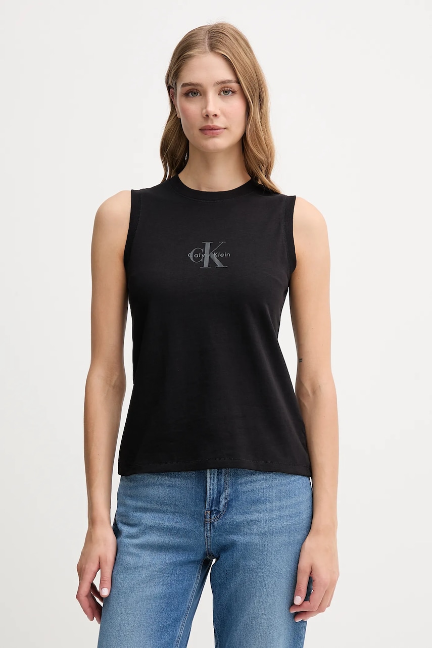 Bavlněný top Calvin Klein Jeans černá barva, LV047C852G