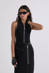 Bavlněný top Karl Lagerfeld černá barva, A3W17013