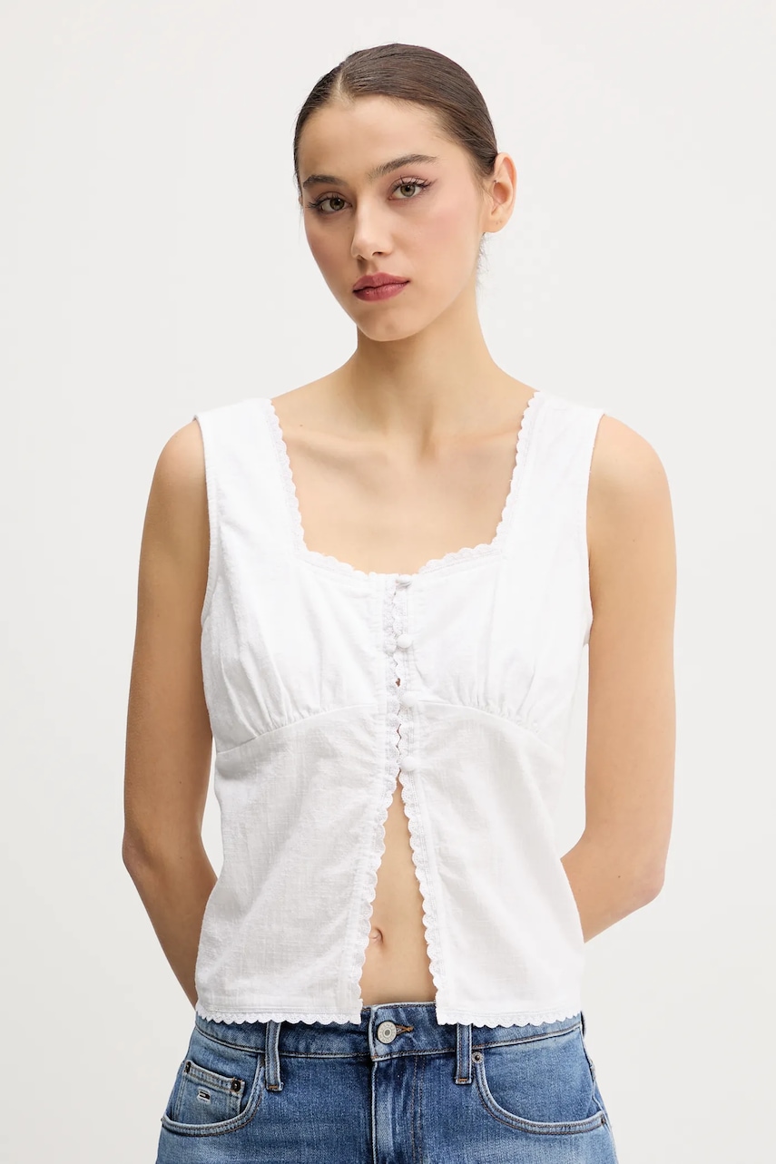 Bavlněný top Superdry dámský, bílá barva, W6012019A-04C