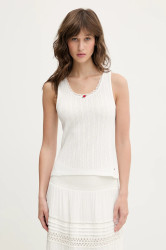 Bavlněný top Tommy Jeans bílá barva, DW0DW20619