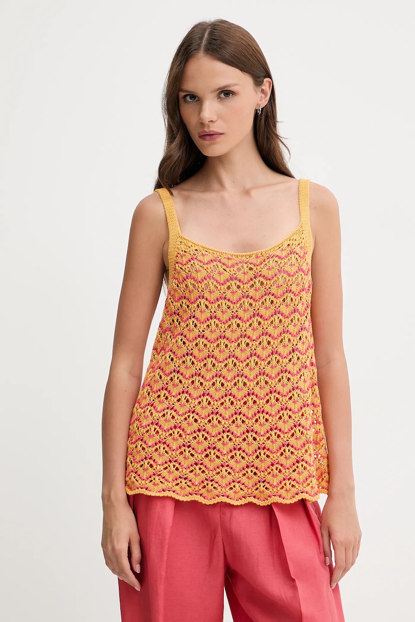 Bavlněný top United Colors of Benetton oranžová barva, 1498EH01D