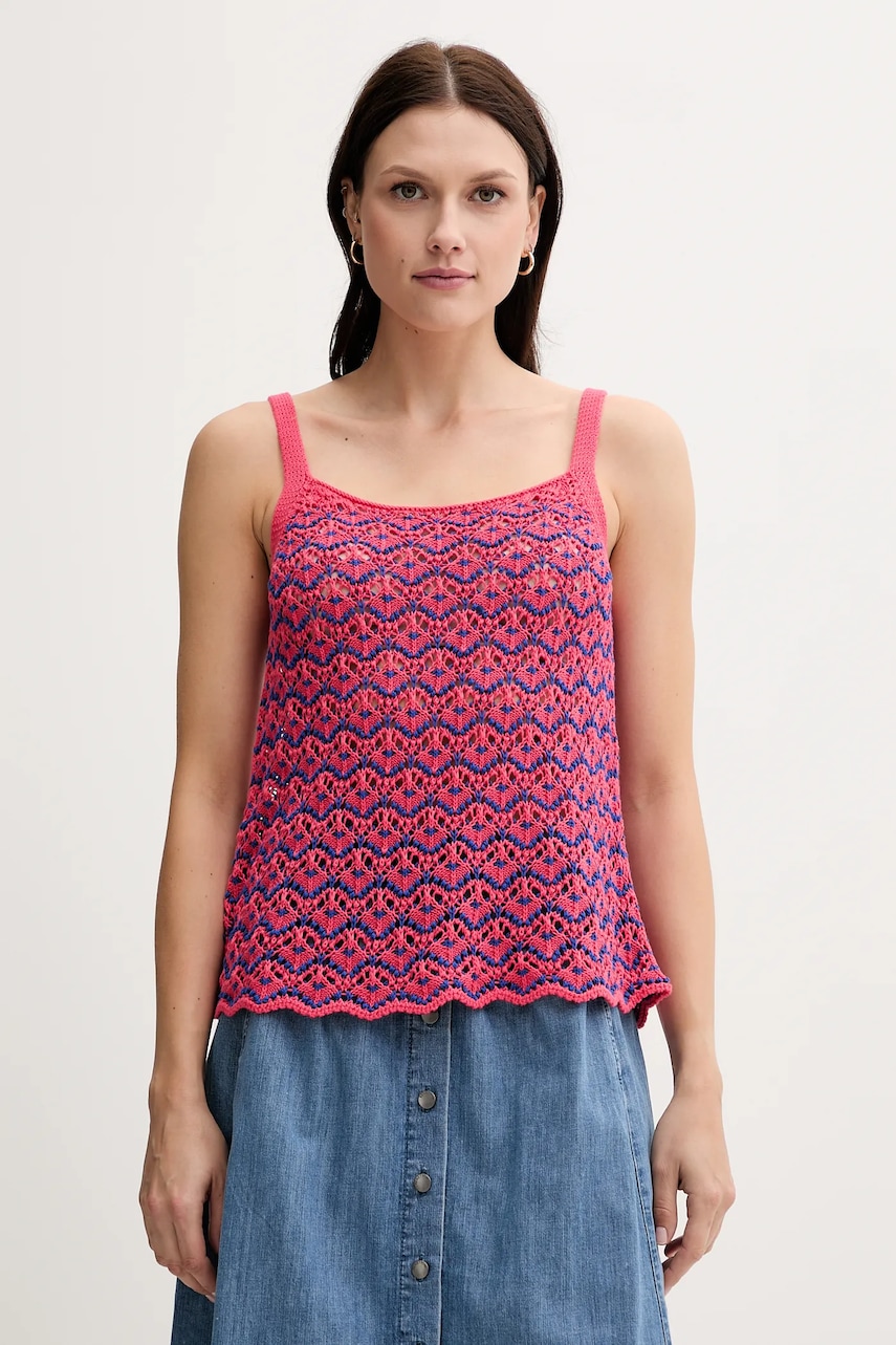 Bavlněný top United Colors of Benetton růžová barva, 1498EH01D