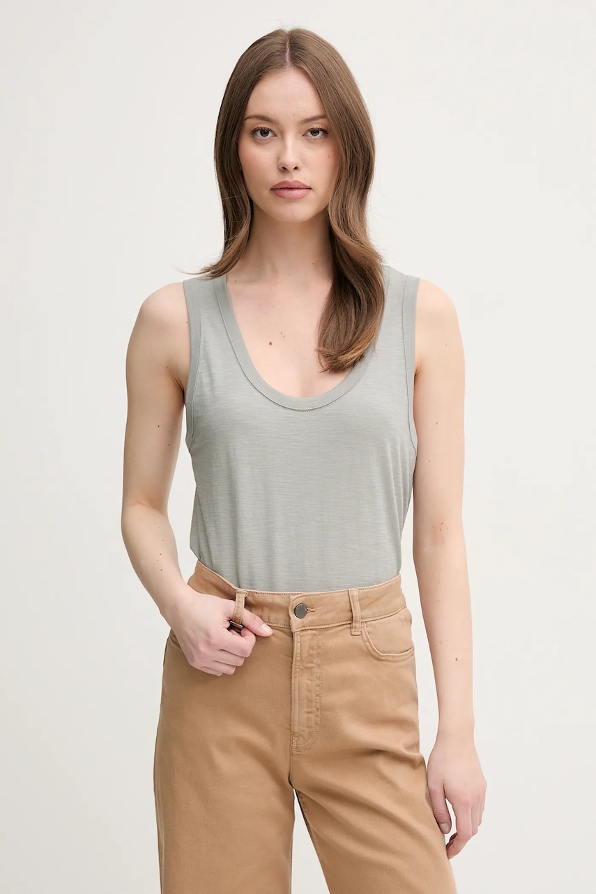 Bavlněný top United Colors of Benetton šedá barva, 3BVXDH00Z