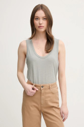 Bavlněný top United Colors of Benetton šedá barva, 3BVXDH00Z