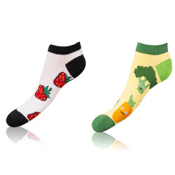 Bellinda CRAZY IN-SHOE SOCKS 2x - Cheerful Short Socks 2 Pairs - Light Green - Red - Black