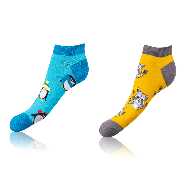 Bellinda CRAZY IN-SHOE SOCKS 2x - Dedoles Short Socks 2 Pairs - Yellow - Blue - White