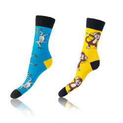 Bellinda CRAZY SOCKS 2x - Cheerful Socks 2 Pairs - Light Blue - Yellow