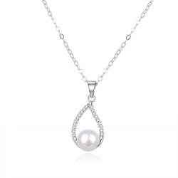Beneto Elegantní stříbrný náhrdelník s pravou perlou AGS984/47P