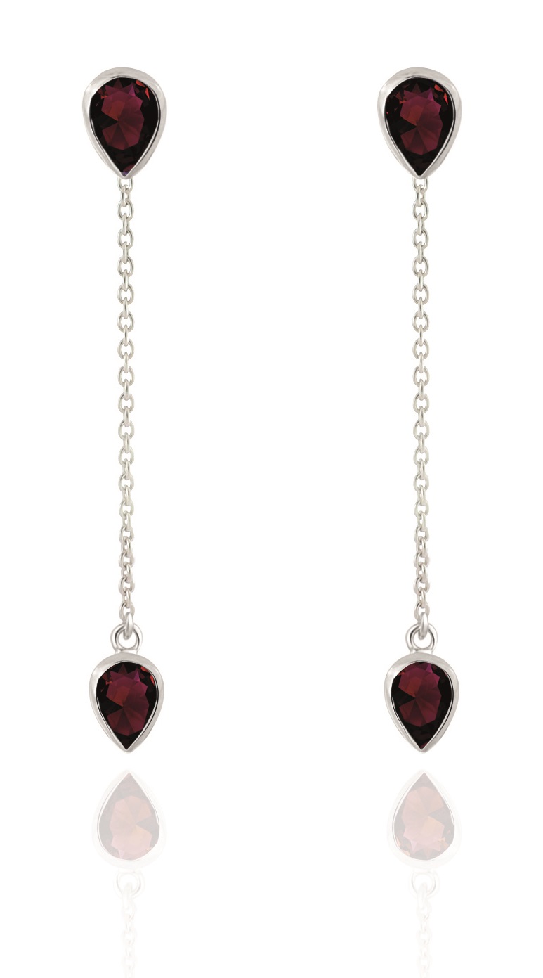 Beneto Exclusive Půvabné dlouhé stříbrné náušnice s granáty GRAAGUP2719
