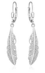 Beneto Nadčasové stříbrné náušnice peříčka AGUC2391L