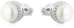 Beneto Stříbrné náušnice pecky s pravými perlami AGU131