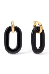 BERRIES  náušnice dámské pozlacené stříbrné s obsidiánem Duo Black MAXI Earrings