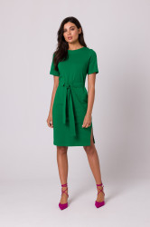 BeWear Woman's Cotton dress with patch pockets - green