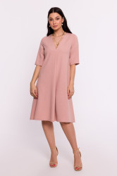BeWear Woman's V-neck trapeze dress - pink