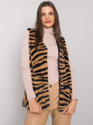 Béžová kožešinová vesta se vzory Raegen