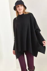 Bianco Lucci Women's Basic Elastic Sleeve Oversize Poncho