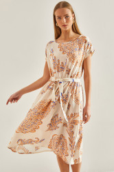 Bianco Lucci Women's Multi Patterned Elastic Waist Dress