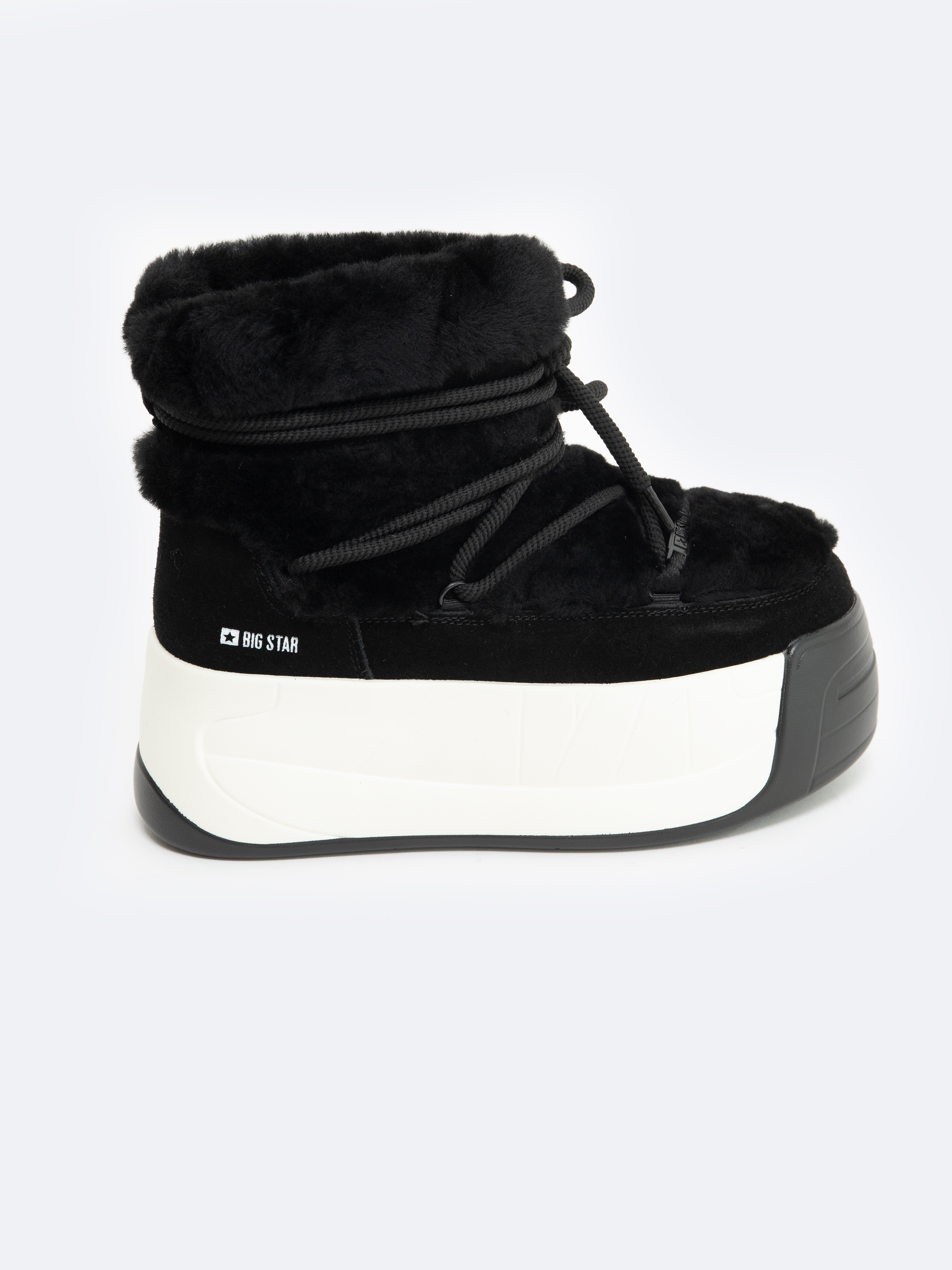 BIG STAR SHOES Dámské Kožené Sněhule Na Silné Podešvi S Kožešinou Big Star