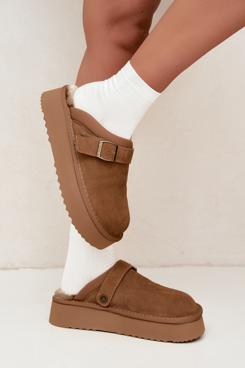 BIG STAR SHOES kožené sněhule na platformě s přezkou