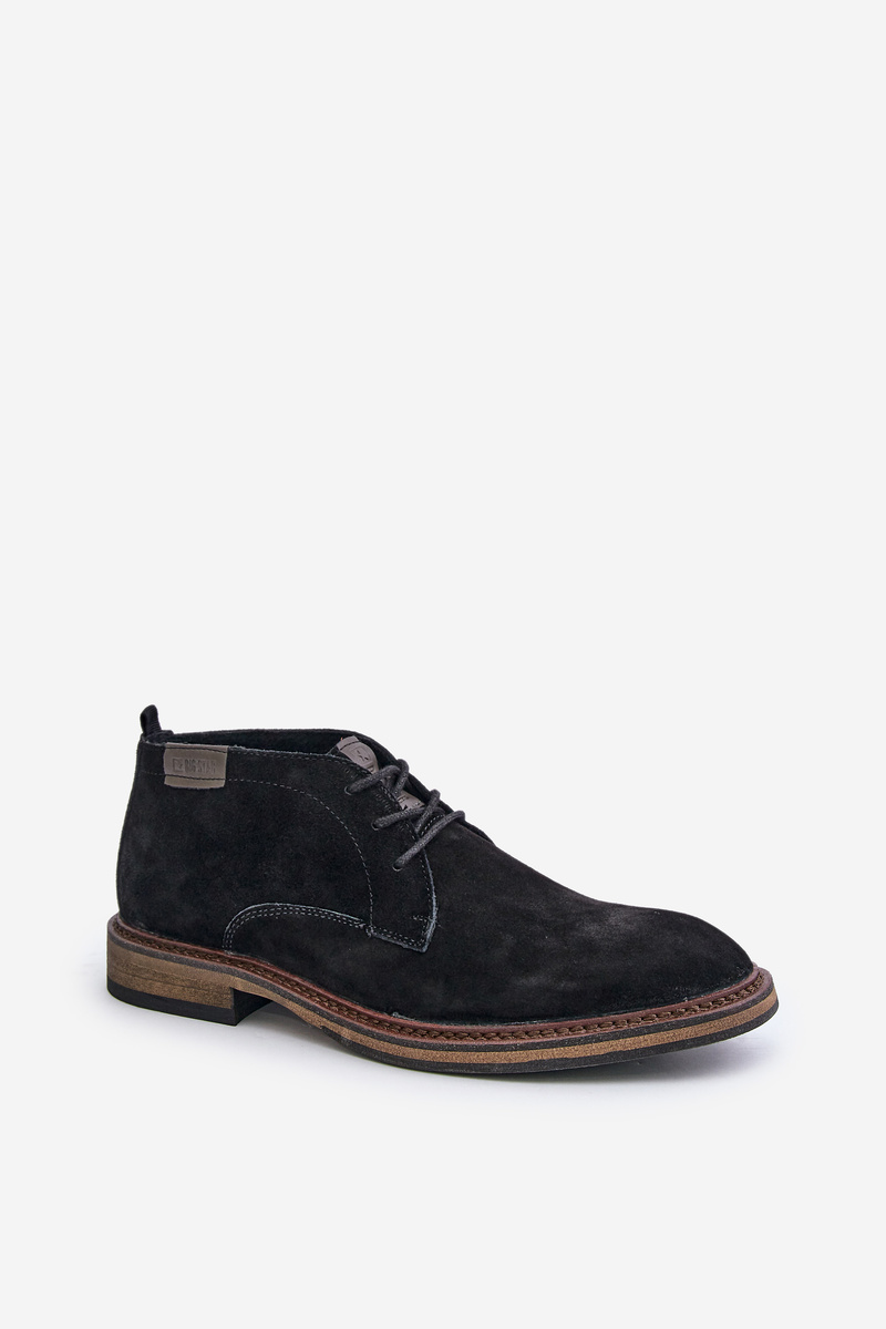 BIG STAR SHOES Semišové Pánské Boty Na Šněrování Černé Big Star