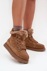 BIG STAR SHOES Semišové Sněhule Dámské Na Platformě S Kožíškem Big Star