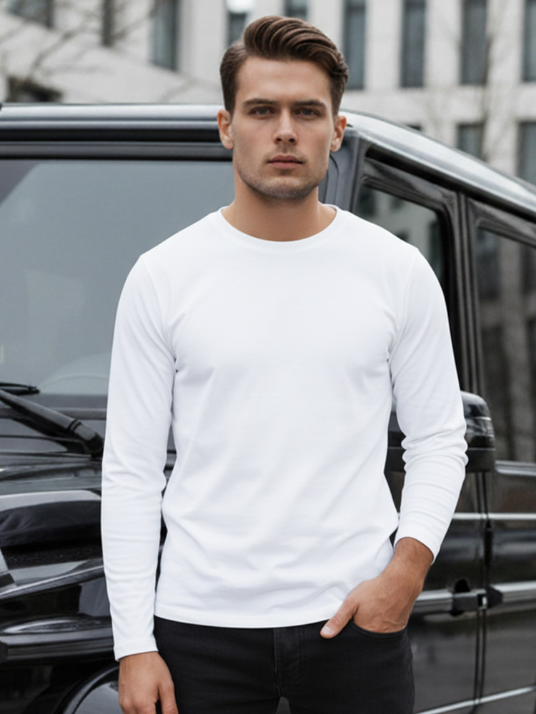 Bílé pánské tričko s dlouhým rukávem