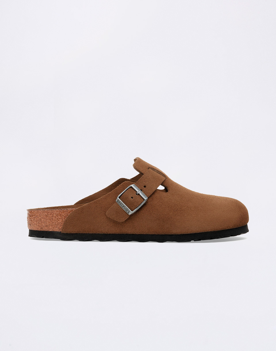 Birkenstock Boston Suede Leather Dark Tea Tonal FB 44