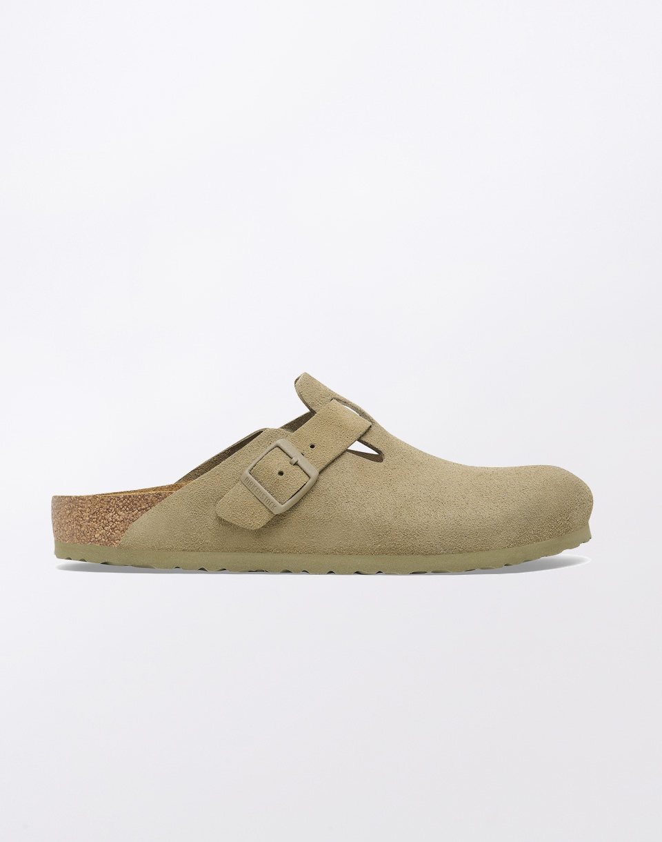 Birkenstock Boston Suede Leather Faded Khaki 42
