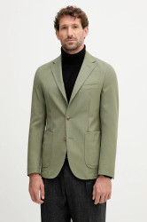 Blazer s příměsí vlny BOSS P-Hanry-WG-253 pánský, zelená barva, 50546055