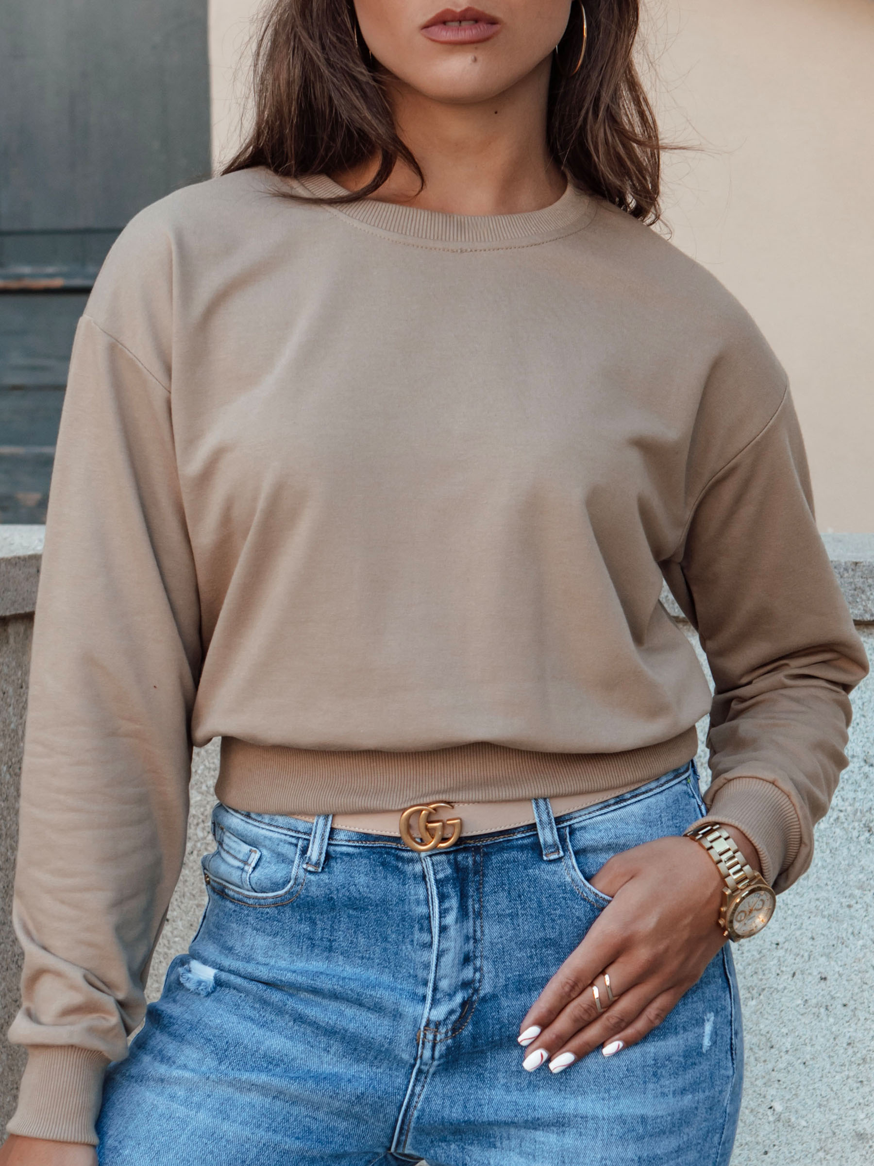 Bluza damska klasyczna CASUALVIBE jasnobrązowa Dstreet