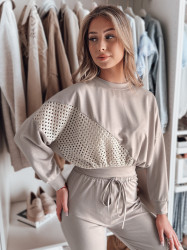 Bluza damska oversize ELEGRA mokka Dstreet