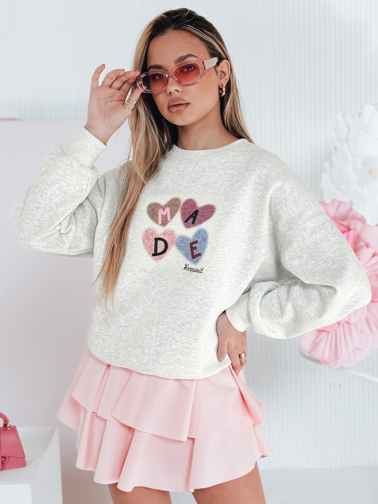 Bluza damske oversiz z sercami MADELIN szara Dstreet