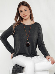 Bluzka damska one size LUCERIA z wisiorkiem grafitowa Dstreet