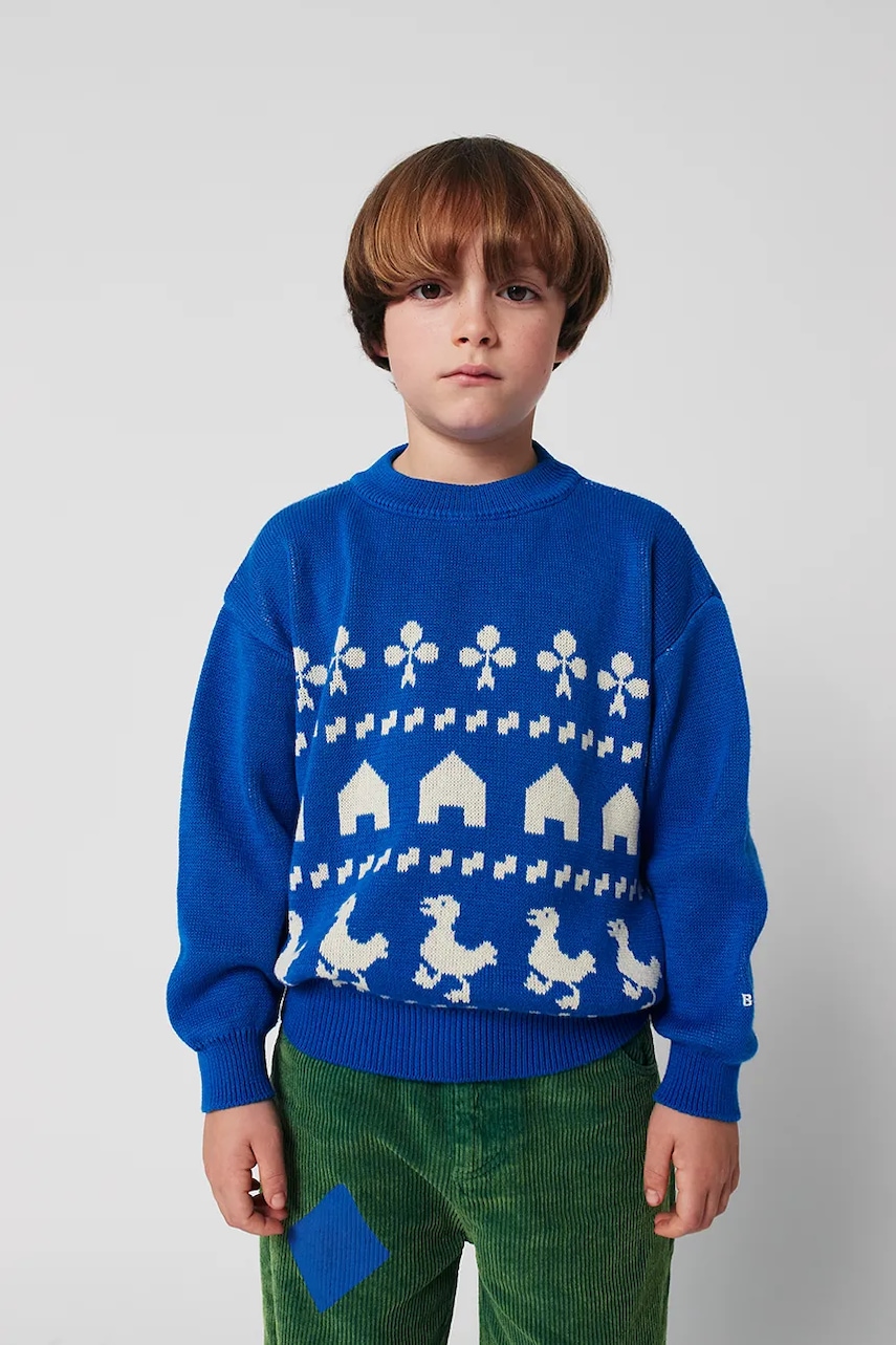 Bobo Choses  Dětský bavlněný svetr  Farm jacquard